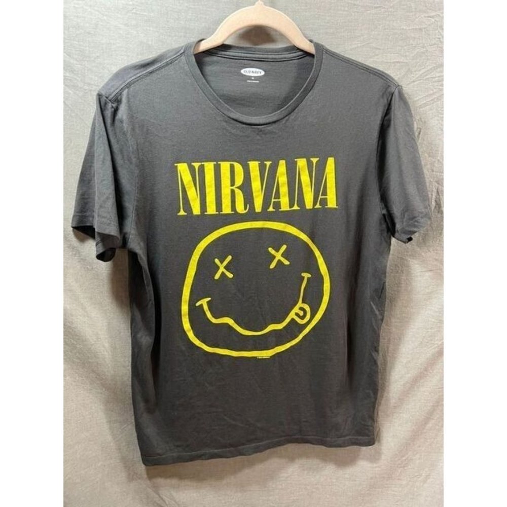 Nirvana Shirt Womens Medium Grey Short Sleeve Pullover Tee Ladies.